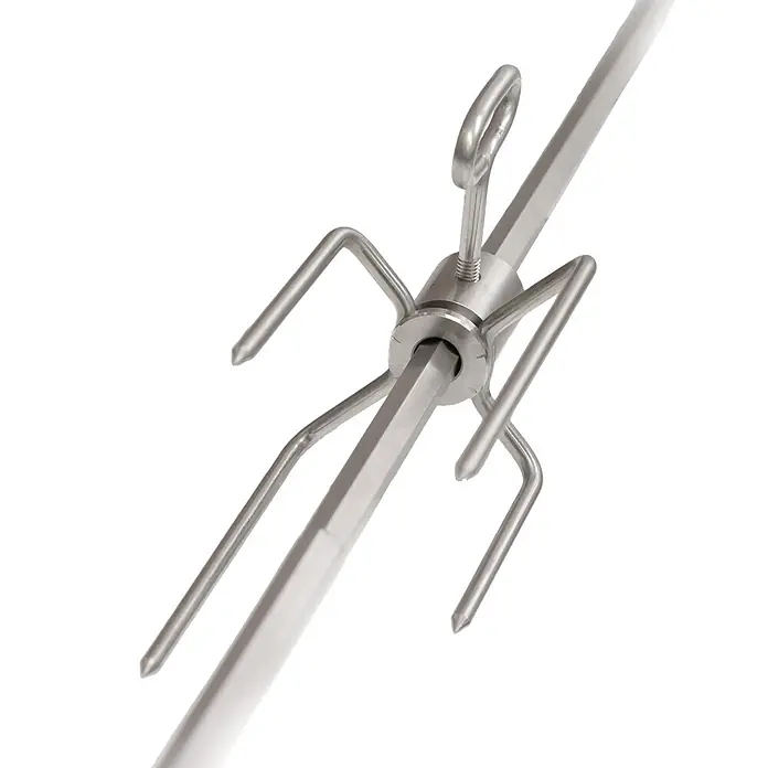 TAINO Drehspieß - Länge: 110 cm, Passend für: TAINO PLATINUM, PLATINUM YAMARA und TAINO BLACK 4 und 6 Brenner - Rotisserie-Spießgabel aus Edelstahl mit sechskantigem Schaft und Feststellschraube.