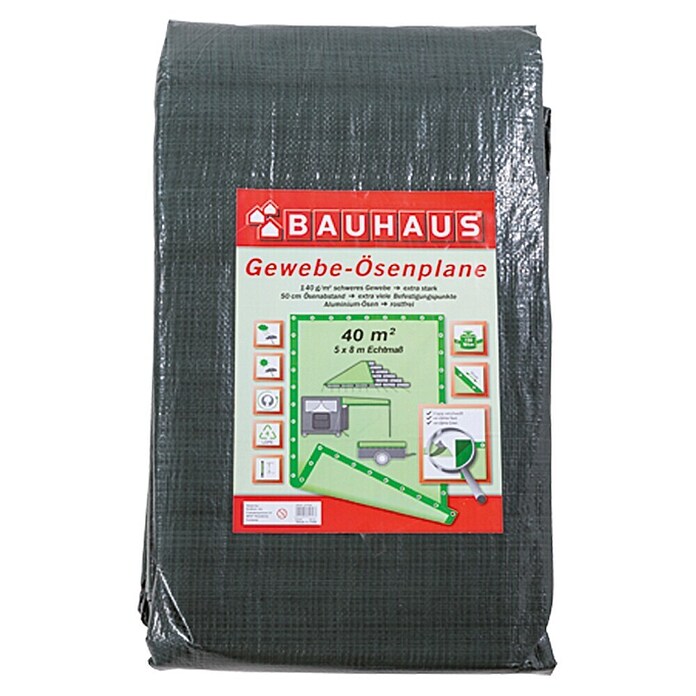 BAUHAUS Afdekzeil met ogen (8 x 5 m, 140 g/m², Polyetheen)