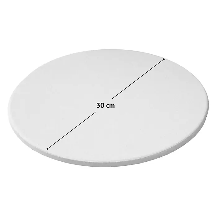 TAINO Pizzastein - L x B: 30 x 30 cm, Durchmesser: 30 cm, Cordierit - Weiße runde flache Back- oder Servierplatte mit 30 cm Durchmesser.