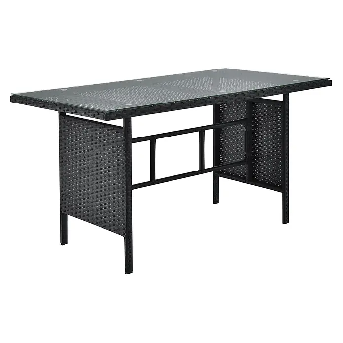 SVITA Loungemöbel-Set MONROE - 4 -tlg., Polyrattan, Schwarz - Schwarzer Rattan-Bartisch mit Glasplatte, für den Außenbereich geeignet.