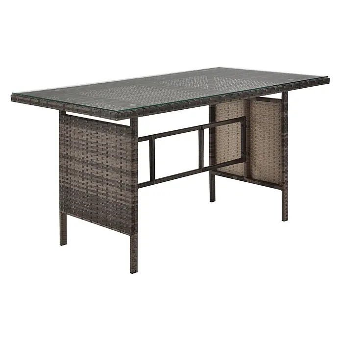SVITA Loungemöbel-Set MONROE - 4 -tlg., Polyrattan, Braun - Rechteckiger Bartisch aus braunem Polyrattan mit Glasplatte für den Außenbereich.