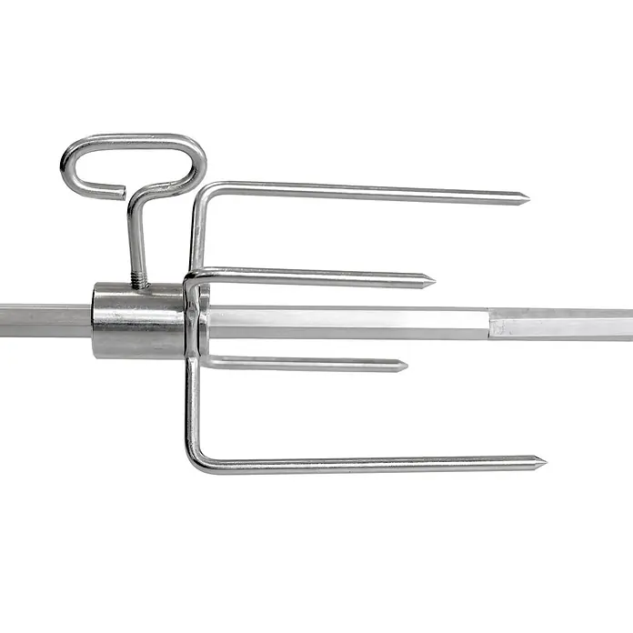 TAINO Drehspieß - Länge: 84,5 cm, Passend für: TAINO PLATINUM 2+1 und 3+1 sowie TAINO BLACK 2+1 und 3+1 - Rotisserie-Gabel aus Edelstahl mit vier Zinken an einem sechseckigen Spieß.