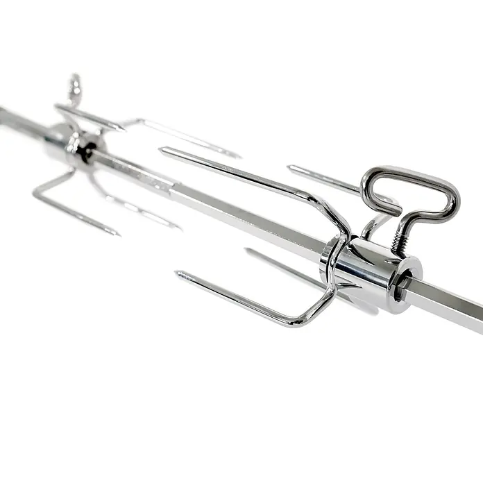 TAINO Drehspieß - Länge: 84,5 cm, Passend für: TAINO PLATINUM 2+1 und 3+1 sowie TAINO BLACK 2+1 und 3+1 - Verchromter Drehspieß mit zwei spitzen, verstellbaren Gabeln zum Grillen.