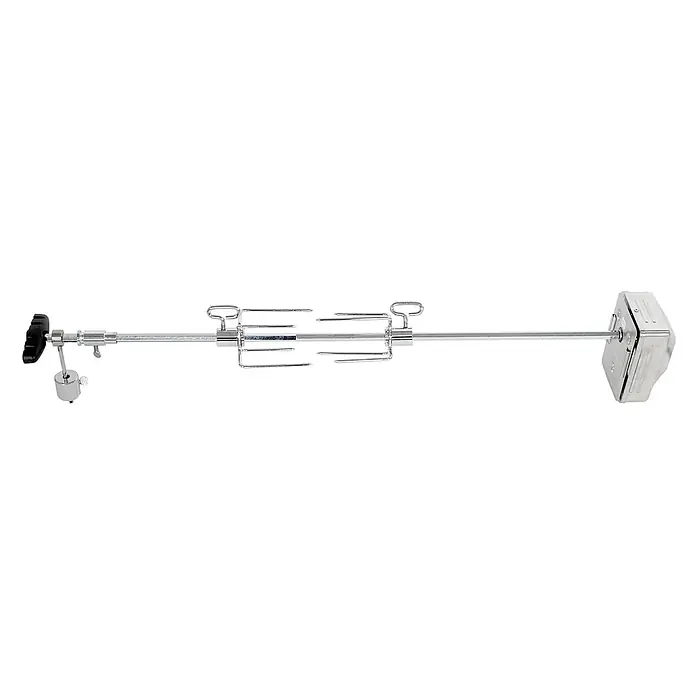 TAINO Drehspieß - Länge: 84,5 cm, Passend für: TAINO PLATINUM 2+1 und 3+1 sowie TAINO BLACK 2+1 und 3+1 - Verchromter Drehspieß mit zwei großen vierzackigen Fleischgabeln, schwarzem Griff mit Gegengewicht und quadratischem Motoranschluss.