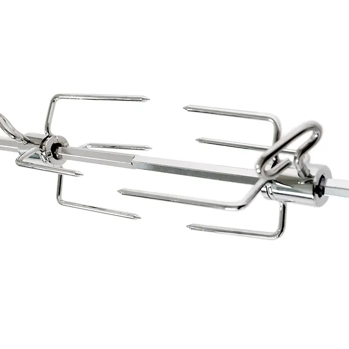 TAINO Drehspieß - Länge: 84,5 cm, Passend für: TAINO PLATINUM 2+1 und 3+1 sowie TAINO BLACK 2+1 und 3+1 - Verchromter Drehspieß mit zwei Sätzen vierzinkiger Fleischgabeln.