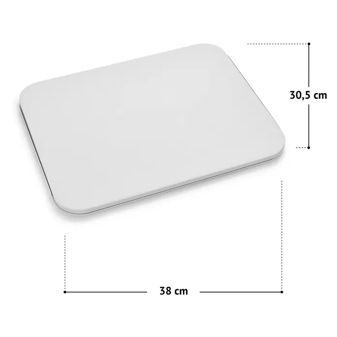 TAINO Pizzastein - L x B: 31 x 39 cm, Durchmesser: 38 cm, Cordierit - Weiße rechteckige Matte mit abgerundeten Ecken, 38 cm x 30,5 cm.