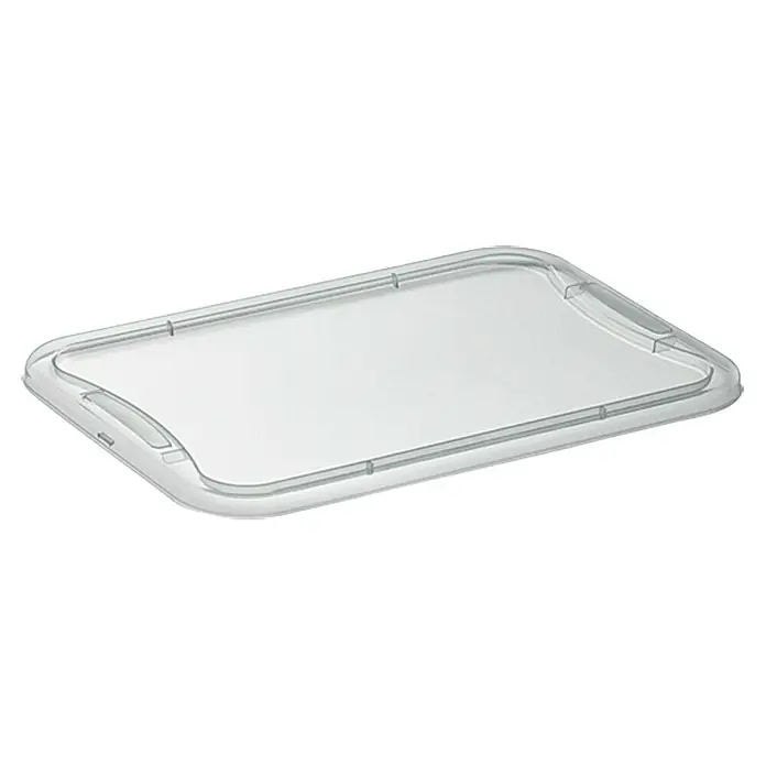 Regalux Caja de almacenaje - L x An x Al: 37,6 x 26 x 28,3 cm, Capacidad volumétrica: 20 l, Plástico - Tapa de plástico transparente con esquinas redondeadas, ofreciendo una solución de cobertura segura y sencilla, ideal para recipientes de alimentos y almacenamiento en la nevera.