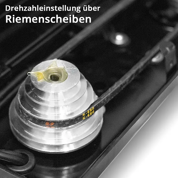 STAHLWERK Bohrmaschine BD-350 ST Säulenbohrmaschine 350W Leistung - 350 W, Sonstige - Stufenriemenscheiben-System mit Antriebsriemen zur Drehzahleinstellung, bestehend aus einer 5-stufigen Aluminiumriemenscheibe.