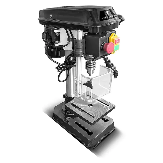 STAHLWERK Bohrmaschine BD-350 ST Säulenbohrmaschine 350W Leistung - 350 W, Sonstige - Schwarze und silberne Tischbohrmaschine mit transparentem Sicherheitsschutz und verstellbarem Arbeitstisch.
