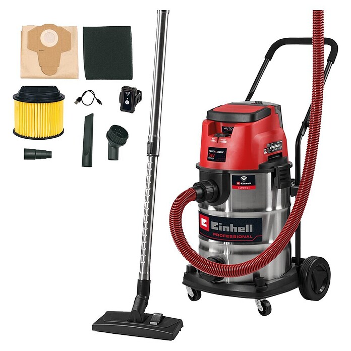 Einhell Professional Power X-Change 18V Akku-Nass-Trockensauger TP-VC 36/30 S Auto-Solo (Behältervolumen: 30 l, Mit Beutel) | BAUHAUS