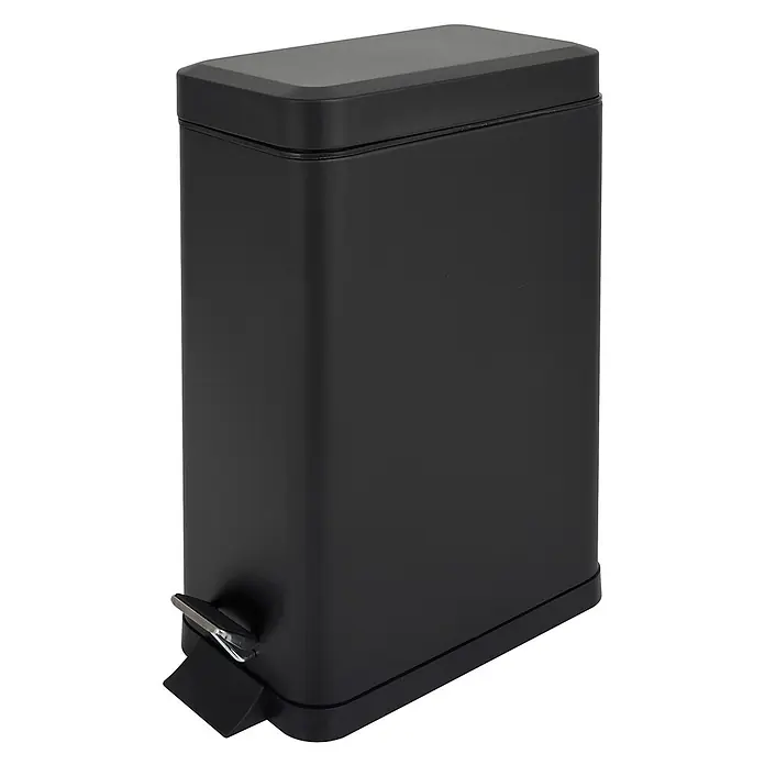 SVITA Treteimer STM10 - 10 l, Stahl, Schwarz - Mattschwarzer rechteckiger Treteimer mit Fußpedal.
