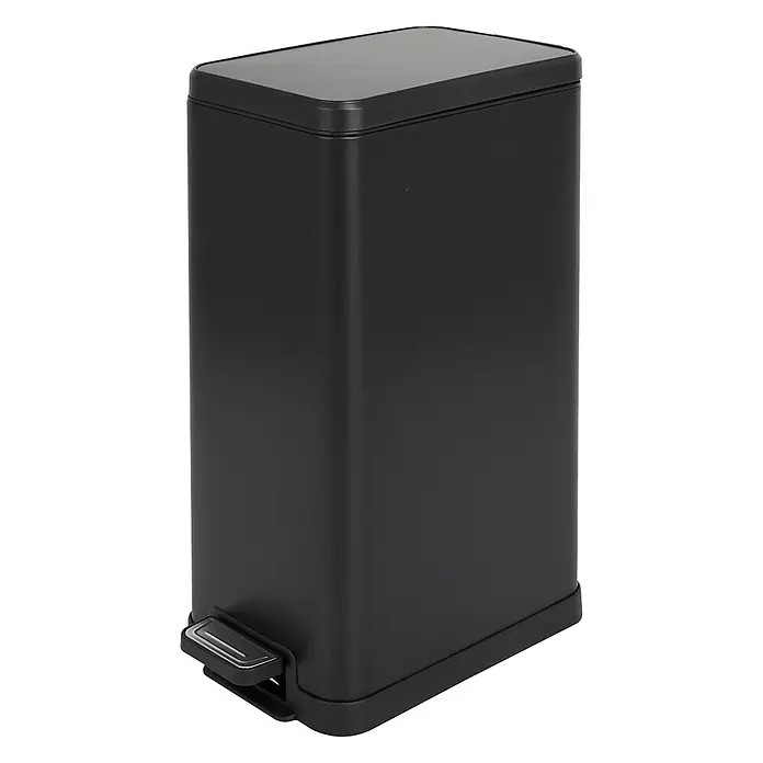 SVITA Treteimer STM18 - 18 l, Stahl, Schwarz - Schwarzer, rechteckiger Treteimer mit Fußpedal.