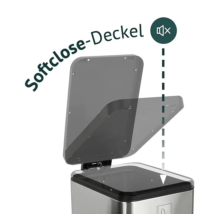 SVITA Treteimer STM18 - 18 l, Edelstahl, Silber - Edelstahl-Mülleimer mit Softclose-Deckel, der geräuschlos schließt.