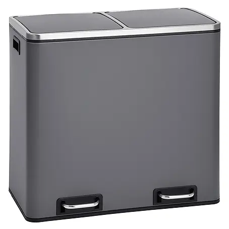 SVITATM2X24 Mülleimer Treteimer 48 Liter Grau
