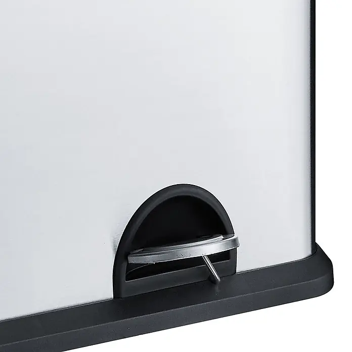 SVITA Treteimer TC2Combo35 - 35 l, Edelstahl, Silber - Abfalleimer aus gebürstetem Edelstahl mit schwarzem Sockel und silbernem Fußpedalmechanismus.