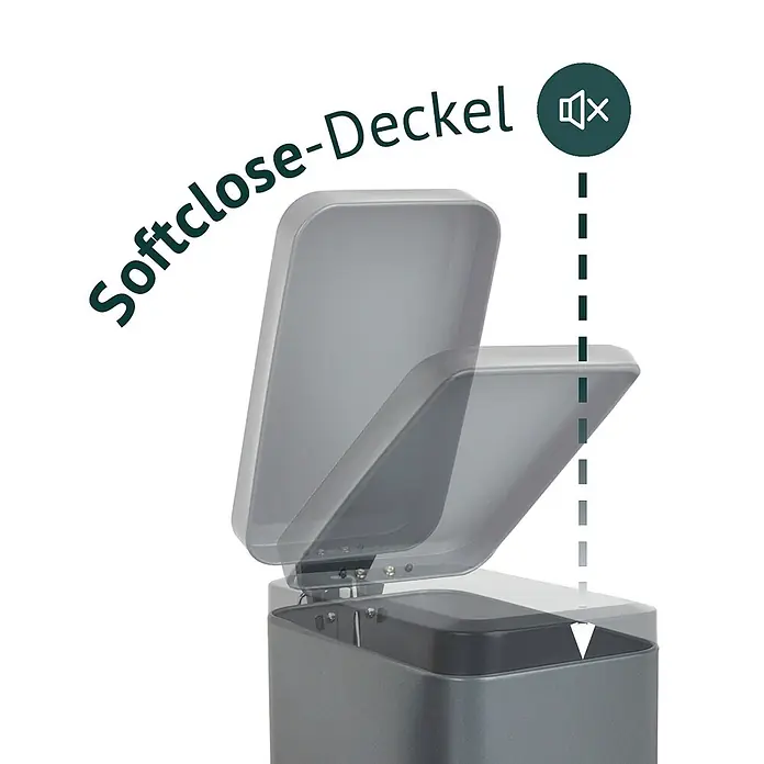 SVITA STM10 Mülleimer Treteimer Grau -  - Grauer Mülleimer mit Soft-Close-Deckel für leises Schließen.