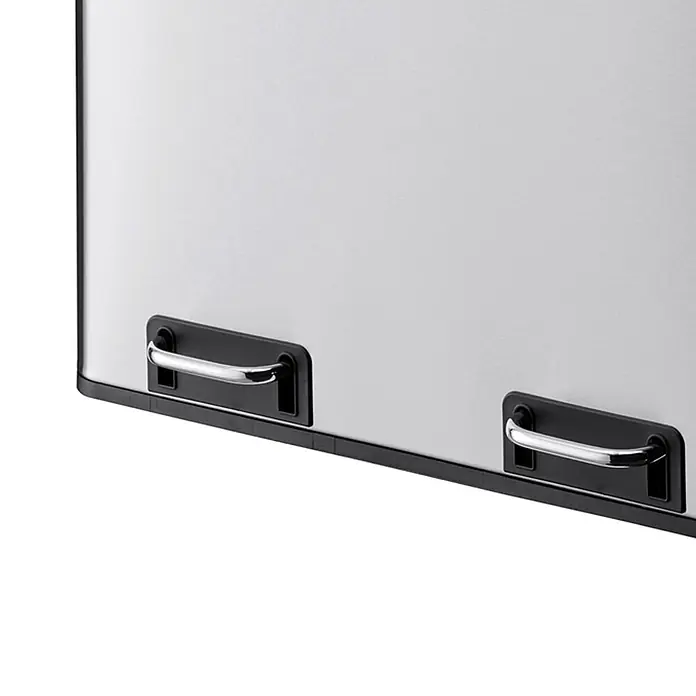 SVITA Treteimer TM2X24 - 48 l, Metall, Silber - Treteimer aus Edelstahl mit zwei schwarzen Fußpedalen.