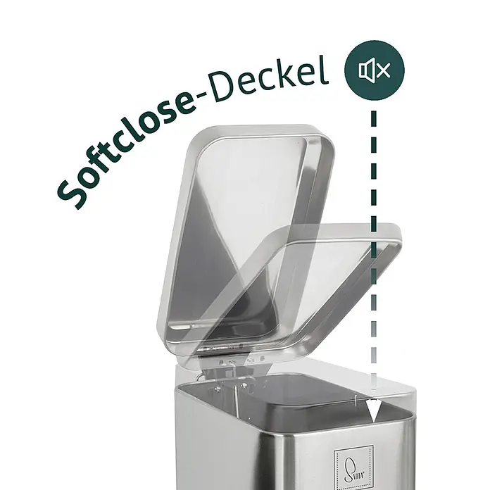SVITA Treteimer STM10 - 10 l, Edelstahl, Silber - Abfalleimer aus Edelstahl mit geräuschlos schließendem Softclose-Deckel.