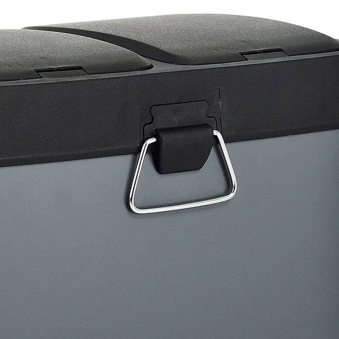 SVITA Mülleimer TC2X8 16 Liter 2x8L doppelt Kücheneimer Treteimer Grau -  - Dunkelgrauer Behälter mit schwarzem strukturiertem Deckel und silbernem Metallgriff.