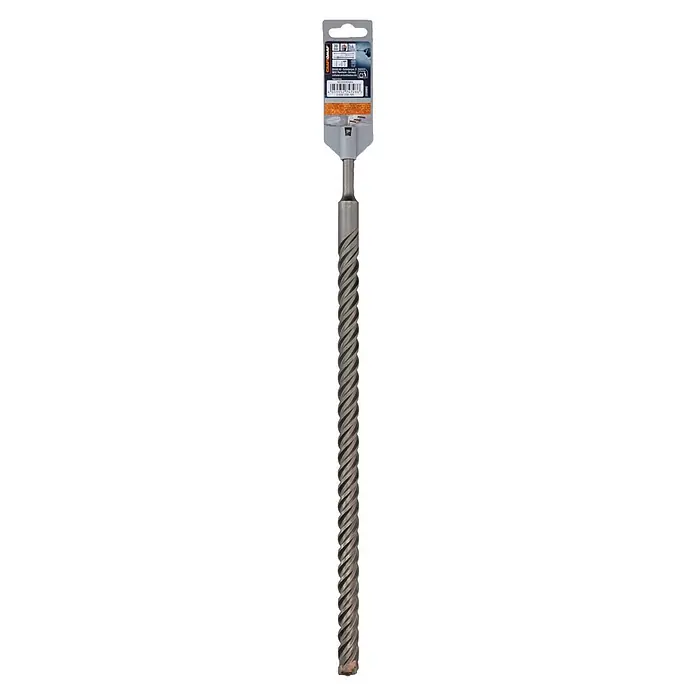 Craftomat SDS-Plus Betonbohrer - Durchmesser Bohrer: 20 mm, Arbeitslänge: 400 mm, 1 Stk. - Langer, grauer SDS Plus Bohrhammerbohrer (20 mm) mit spiralförmigen Nuten und kupferfarbener Spitze.