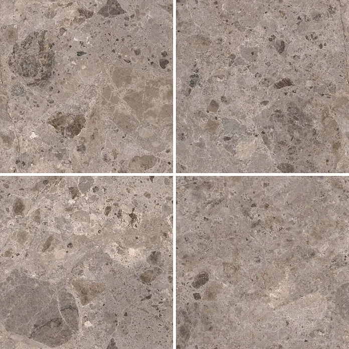Feinsteinzeugfliese Vogue - 60 x 60 cm, Brown, Matt - Graubraune Musterfliese mit variierter Steinoptik.