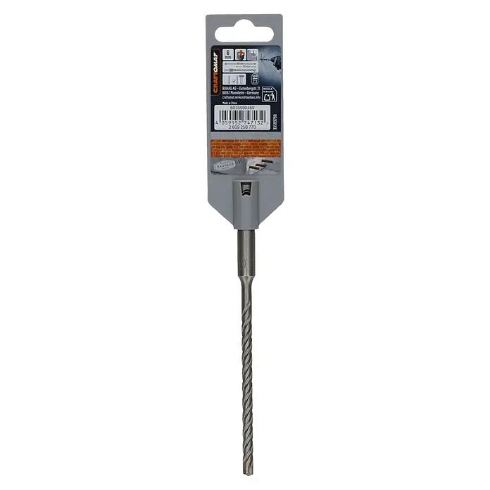 Craftomat SDS-Plus Betonbohrer - Durchmesser Bohrer: 6 mm, Arbeitslänge: 100 mm, 1 Stk. - Craftomat 6mm SDS plus Bohrer für Mauerwerk, 160mm Gesamtlänge, in grauer Verpackung.