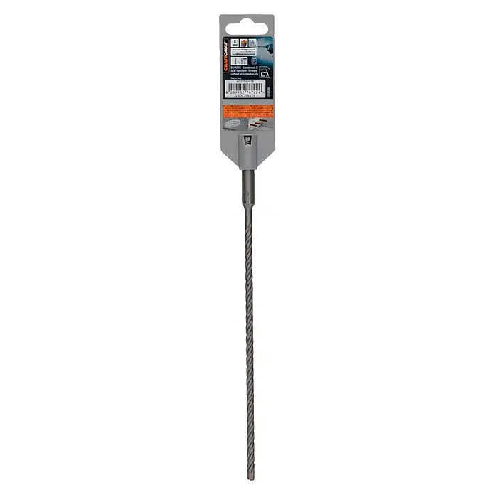 Craftomat SDS-Plus Betonbohrer - Durchmesser Bohrer: 6 mm, Arbeitslänge: 200 mm, 1 Stk. - Grauer SDS plus Hammerbohrer, 6 mm Durchmesser, 260 mm Gesamtlänge, 200 mm Arbeitslänge.