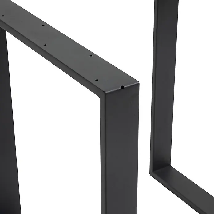 Homcom Tischgestell - L x B x H: 60 x 8 x 72 cm, Traglast: 60 kg, Stahl - Zwei schwarze, rechteckige Metall-Tischbeine mit vorgebohrten Befestigungslöchern.