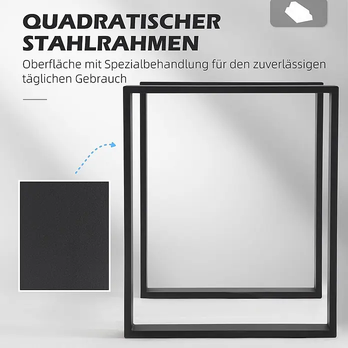 Homcom Tischgestell - L x B x H: 60 x 8 x 72 cm, Traglast: 60 kg, Stahl - Schwarzer quadratischer Stahlrahmen mit spezialbehandelter Oberfläche für zuverlässigen täglichen Gebrauch.