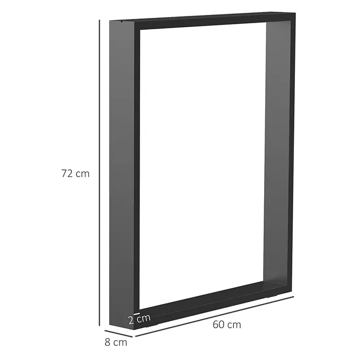 Homcom Tischgestell - L x B x H: 60 x 8 x 72 cm, Traglast: 60 kg, Stahl - Dunkelgraues rechteckiges Wandregal, 72x60x8 cm, mit 2 cm starkem Rahmen.