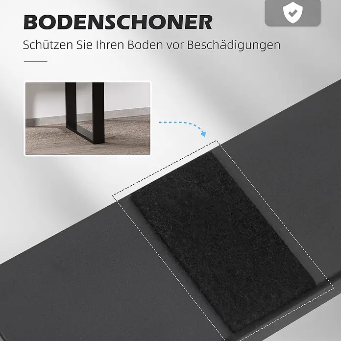 Homcom Tischgestell - L x B x H: 60 x 8 x 72 cm, Traglast: 60 kg, Stahl - Schwarzer Filz-Bodenschoner an einem Möbelbein, schützt den Boden vor Beschädigungen.