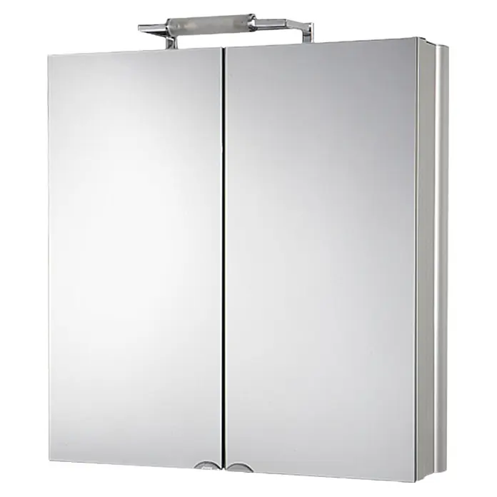 Jokey Spiegelschrank Belalu - B x H: 65 x 72,5 cm, Aluminium, Silber - Ein moderner Spiegelschrank mit Beleuchtung für das Badezimmer. Der Schrank bietet praktischen Stauraum und ein stilvolles Design.