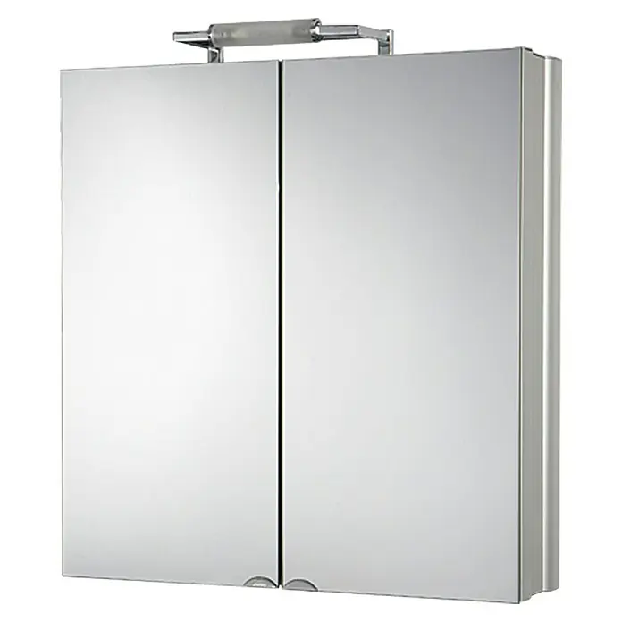 Jokey Spiegelschrank Belalu - B x H: 65 x 72,5 cm, Aluminium, Silber - Ein moderner Spiegelschrank mit Beleuchtung für das Badezimmer. Der Schrank bietet praktischen Stauraum und ein stilvolles Design.