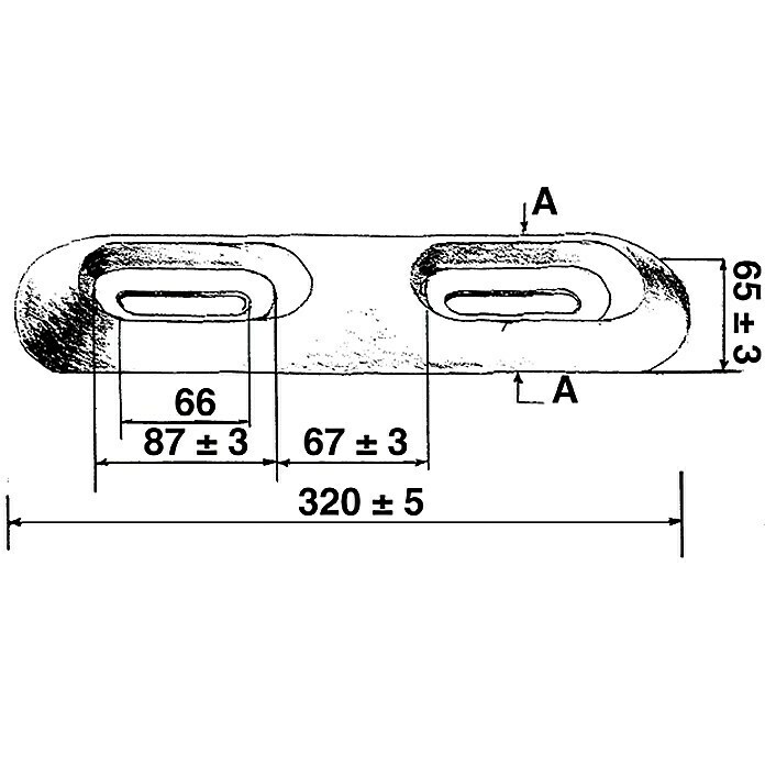 Talamex Rumpfanode (Aluminium, 1 kg, Süß- & Brackwasser, 320 x 65 x 35 mm, Schrauben)