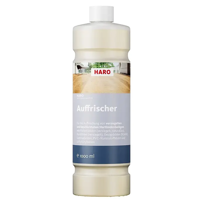 Haro Auffrischer Clean & Green aqua shield - 1.000 ml, Geeignet für: Versiegelte Parkettböden - Weiße HARO Auffrischer Flasche für Hartböden, 1000 ml.