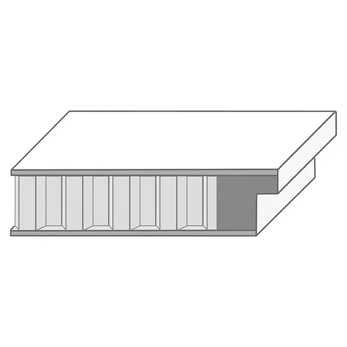 Classen PL Zimmertür Tessa - 860 x 1.985 mm, DIN Anschlag: Rechts, Verkehrsweiß, Wabe - Schnittbild einer grauen Wabenplatte mit sichtbarer innerer Zellstruktur.