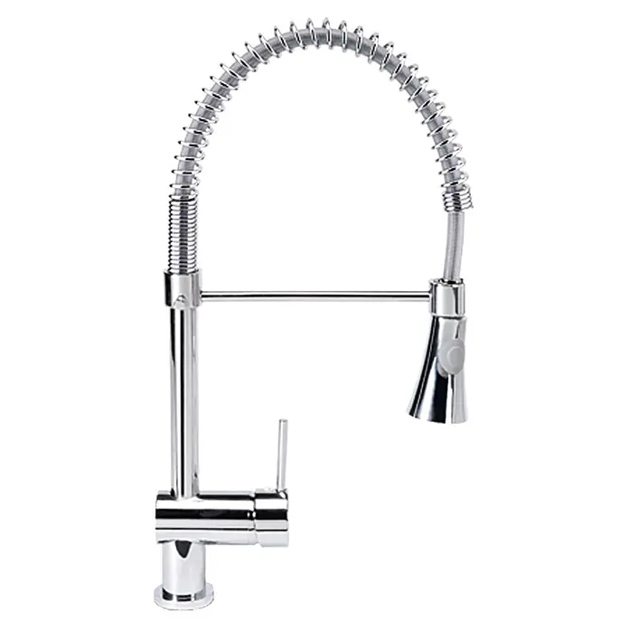 Camargue Merida Spültischarmatur - Ausziehbar, Chrom, Glänzend - Eine glänzende Küchenarmatur mit spiralförmigem Auslauf und modernem Design für die Spüle. Ideal für jede Küche.