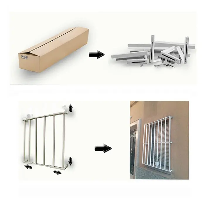 Adaptta Fenstergitter ausziehbar 55×55–100×100 cm, weiß - B x H: 55 x 55 cm, Auszugslänge: 100 cm, Montage Fenstergitter: Fensterlaibungsmontage - Weißes modulares Fenstergitter: von Einzelteilen im Karton über die Montage bis zur Installation an einem Gebäude.