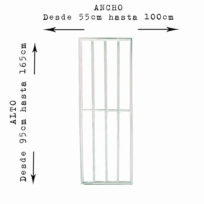 Adaptta Fenstergitter ausziehbar 55×95–100×165 cm, weiß - B x H: 55 x 95 cm, Auszugslänge: 165 cm, Montage Fenstergitter: Fensterlaibungsmontage - Verstellbares weißes Metall-Schutzgitter, 55-100 cm breit, 95-165 cm hoch.