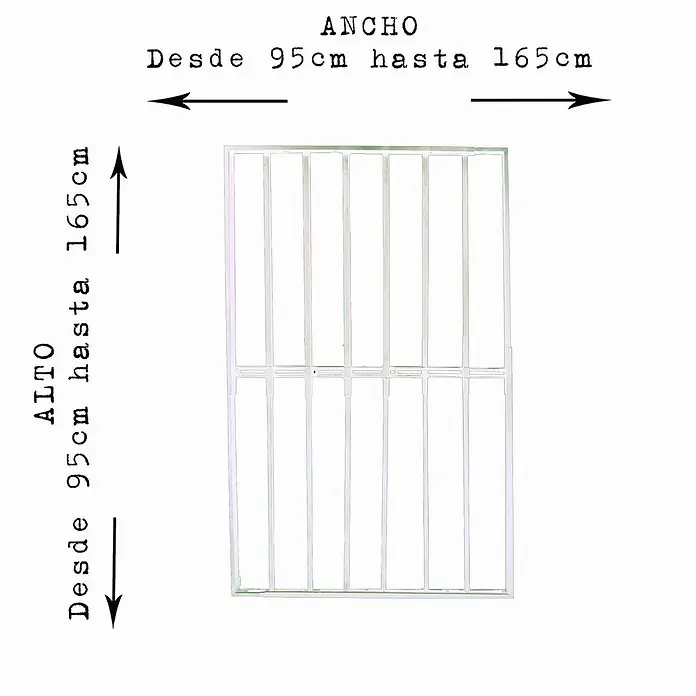 Adaptta Fenstergitter ausziehbar 95×95–165×165 cm, weiß - B x H: 95 x 95 cm, Auszugslänge: 165 cm, Montage Fenstergitter: Fensterlaibungsmontage - Weißes ausziehbares Sicherheitsgitter, höhen- und breitenverstellbar von 95cm bis 165cm.