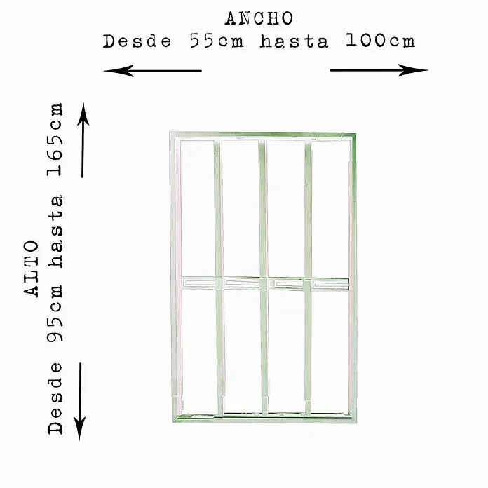 Adaptta Fenstergitter ausziehbar 55×95–100×165 cm, weiß - B x H: 55 x 95 cm, Auszugslänge: 165 cm, Montage Fenstergitter: Fensterlaibungsmontage - Verstellbares Fensterschutzgitter, 55-100cm breit und 95-165cm hoch, für erhöhten Schutz.
