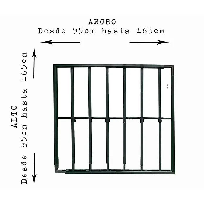 Adaptta Fenstergitter ausziehbar 95×95–165×165 cm, schwarz - B x H: 95 x 95 cm, Auszugslänge: 165 cm, Montage Fenstergitter: Fensterlaibungsmontage - Verstellbares dunkles Metallschutzgitter mit quadratischem Rastermuster, für Fenster geeignet.