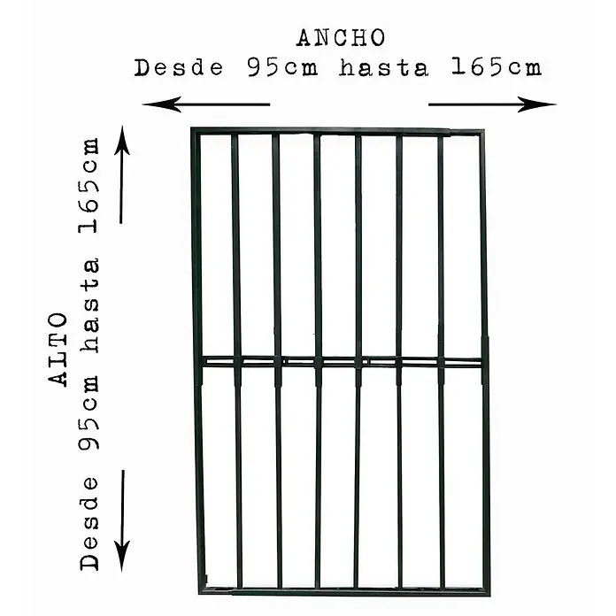 Adaptta Fenstergitter ausziehbar 95×95–165×165 cm, schwarz - B x H: 95 x 95 cm, Auszugslänge: 165 cm, Montage Fenstergitter: Fensterlaibungsmontage - Verstellbares dunkelgrünes Metallschutzgitter (95-165cm Breite/Höhe).
