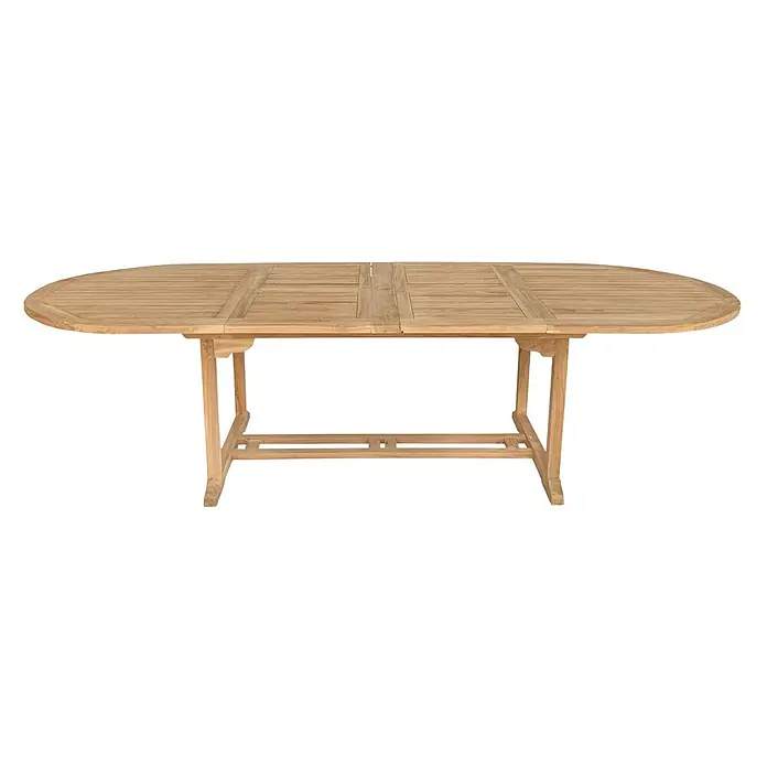 Teakholz-Gartenmöbel LOMBOK - ovaler ausziehbarer Tisch - 10 Plätze -  - Heller, ovaler, ausziehbarer Esstisch aus Holz mit Lattenplatte für draußen.