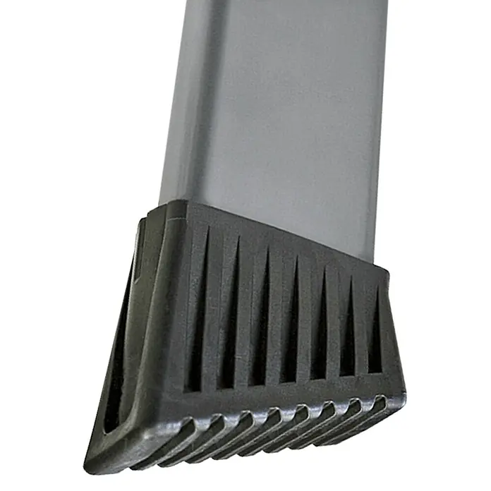 Krause Monto Escalera de tijera Safemat - Altura de trabajo: 3,05 m, Número de peldaños: 5 ud., Carga soportada: 150 kg, Aluminio - La imagen muestra un extensor de pata de silla gris con un pie negro estriado para mayor estabilidad y protección del suelo.