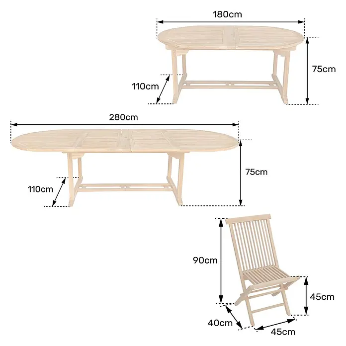 Teakholz-Gartenmöbel LOMBOK - ovaler ausziehbarer Tisch - 10 Plätze - 