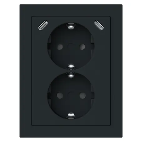 Busch-Jaeger  USB-Steckdose Safety+ mit 2x USB-C Schwarz matt, Eckmontage 202EAPJB2USBC-885