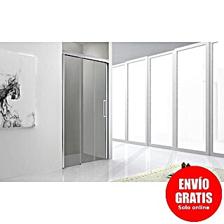 GME Mampara de ducha frontal Trio (115 x 195 cm, Anodizado, Espesor de vidrio: 6 mm, Plata brillo)