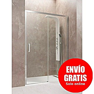 GME Mampara de ducha frontal Aktual (140 x 195 cm, Vidrio transparente, Plata brillo)