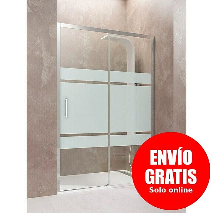 GME Mampara de ducha frontal Aktual Frost (An x Al: 110 x 195 cm, Serigrafiado, 8 mm, Plata brillo)